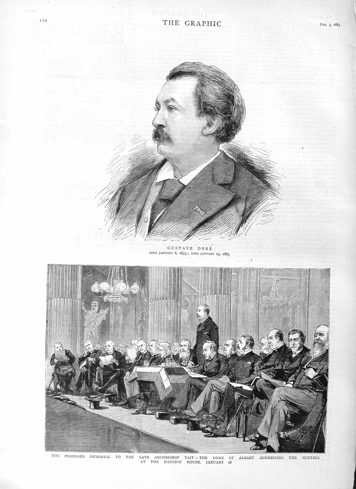 Old Antique Print 1883 Gustave Dore Archbishop Tate Duke Albany Mansion 19th