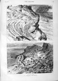 Original Old Antique Print 1883 Cornish Fox Hunting Tintagel Dogs Hounds Sport