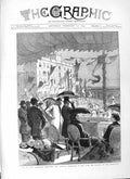 Original Old Antique Print 1883 Gladstone Carnival Procession Nice Prefecture