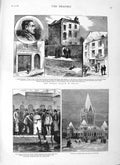 Original Old Antique Print 1883 Murder League Dublin Ice Palace Canada Montreal