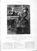 Old Antique Print 1883 Illustration Story Like Ships Upon Sea Sydney Hall 19th