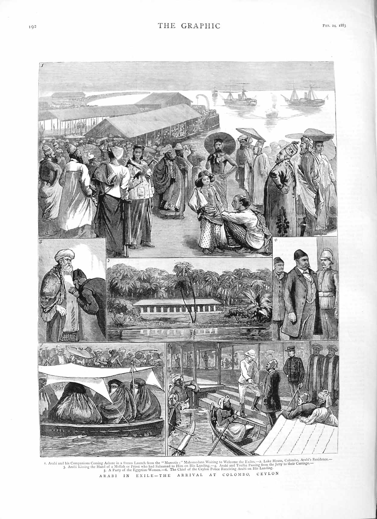 Original Old Antique Print 1883 Arabi Exile Colombo Ceylon Mollah Priest Toulba