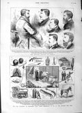 Old Antique Print 1883 War Exhibition Humphreys Kensington Dublin League 19th