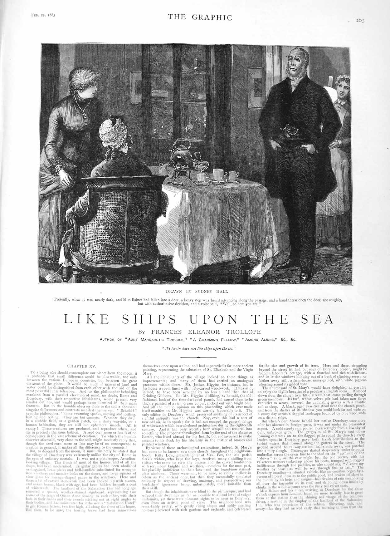 Old Print Ref.329 1883 Illustration Story Like Ships Upon Sea Sydney Hall
