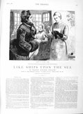 Original Old Antique Print 1883 Illustration Story Ships Upon Sea Lucas Sydney