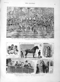 Old Antique Print 1883 Wedding Minne Dance Prince Germany Cart Horse Show 19th