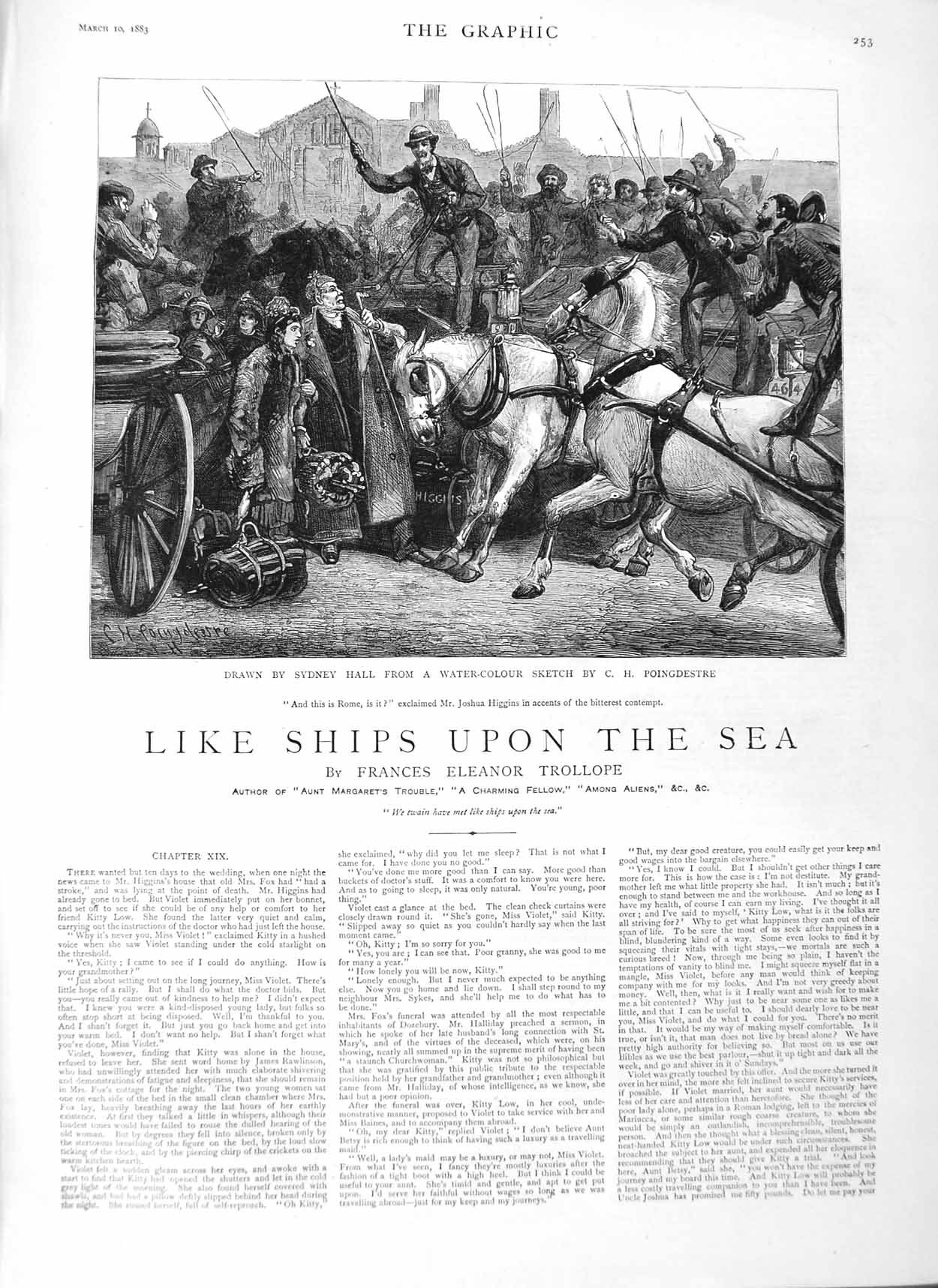 Old Antique Print 1883 Illustration Story Like Ships Sea Joshua Higgins 19th