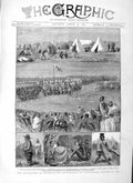 Original Old Antique Print 1883 Cetewayo Kraal Intonyanene King Zulu Shepstone