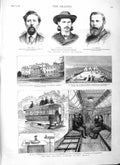 Old Antique Print 1883 Electric Tramcar Kew Bridge Wrotham Carey Sheridan 19th