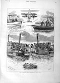 Old Antique Print 1883 Oxford Cambridge University Boat Race Sport River 19th