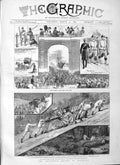 Original Old Antique Print 1883 Volunteer Review Brighton Siers Banstead Downs