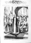 Original Old Antique Print 1883 Primate Canterbury Cathedral Archibishop Benson