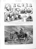 Original Old Antique Print 1883 Queen John Brown Court Ireland Waters Cros 19th