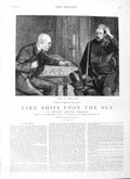 Original Old Antique Print 1883 Illustration Story Like Ships Upon Sea Higgins