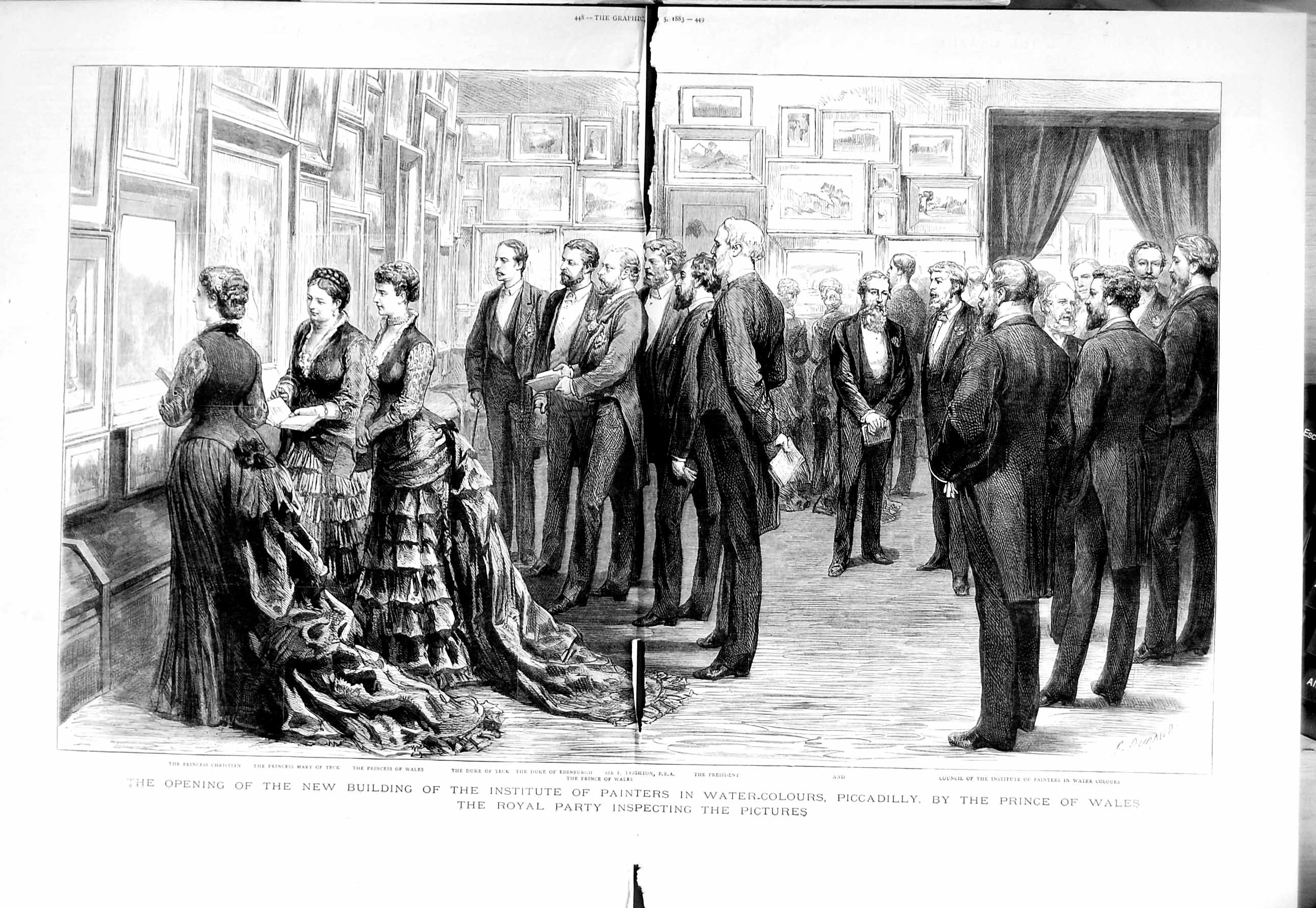 Antique Old Print 1883 Building Institute Painter Piccadilly Prince Wales 19th