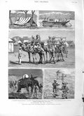 Old Antique Print 1883 Travelling Punjaub Elephant Camels Aitchison Ghat 19th