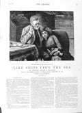 Old Antique Print 1883 Illustration Story Like Ships Upon Sea Beppe Girl 19th