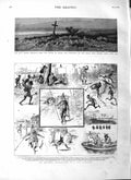 Original Old Antique Print 1883 Shelley Body Byron Trelawny Spezzia Italy Easel