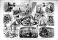 Original Old Antique Print 1883 Fishermen Thames Church Mission Smack Ensi 19th