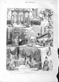 Old Antique Print 1883 International Fisheries Exhibition Kensington Boat 19th