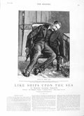 Old Antique Print 1883 Illustration Story Like Ships Upon Sea Mario Masi 19th