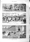 Original Old Antique Print 1883 Coronation Czar Russia Kremlin Asiatic Cortege