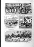 Original Old Antique Print 1883 Madagascar Majunga King Jackey Accra Rowe Ship