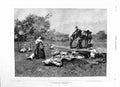 Original Old Antique Print 1883 Fine Art Lady Geese Horses Man Country Scene
