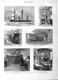 Original Old Antique Print 1883 Prince George H.M.S Canada Turret Wash-House