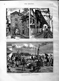 Original Old Antique Print 1883 Southampton Royal Pier Postern Gate Blue Anchor