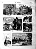 Original Old Antique Print 1883 Southampton Andrews Statue Church Netley Abbey
