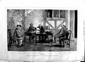 Original Old Antique Print 1883 Nash Fine Art Men Table Chairs Meeting Tragedy
