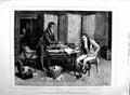 Original Old Antique Print 1883 Frank Dadd Fine Art Men Table Writing Chair 19th