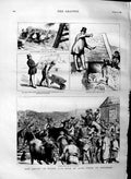 Original Old Antique Print 1883 Wales Sale Livestock Anglesey Black Cattle 19th