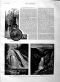 Old Antique Print 1883 Yellowstone National Park Montana Wyoming America 19th