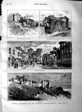 Original Old Antique Print 1883 Archaeology Dover Castle Canterbury Weste 19th