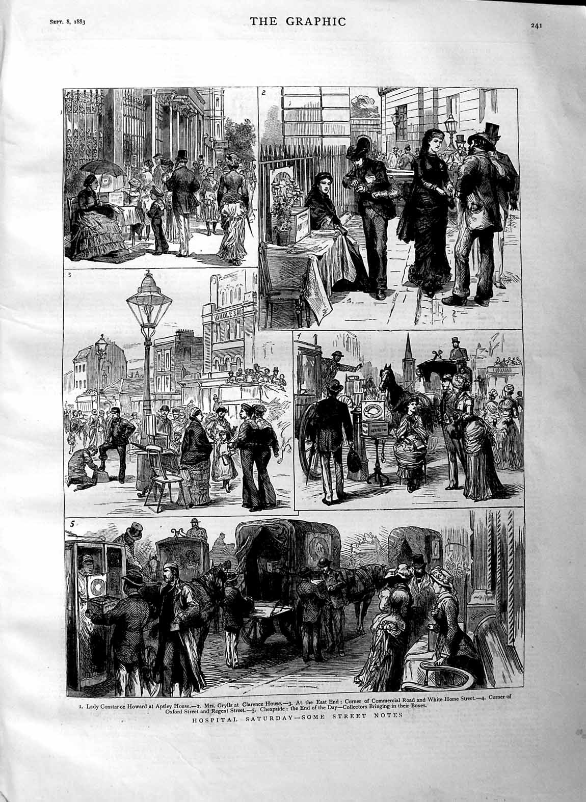 Old Antique Print 1883 Lady Constance Howard Apsley Grylls Clarence Horse 19th