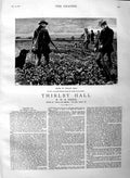 Old Antique Print 1883 Illustration Story Thirlby Hall Men Hunting Norris 19th