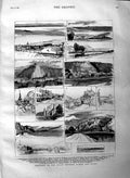 Old Antique Print 1883 River Meuse Namur Givet Parkiston Station Railway 19th