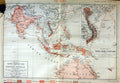 Original Old Antique Print 1883 Map South Eastern Asia Australia Tonqui 19th