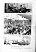 Original Old Antique Print 1883 Gladstone Holiday Cruise Pembroke Castle Ship