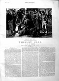 Original Old Antique Print 1883 Illustration Story Thirlby Hall Men Fighting