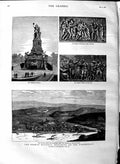 Original Old Antique Print 1883 German National Monument Niederwald Bas Relief