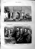 Original Old Antique Print 1883 Science Congress Huddersfield Peshawur Edwardes