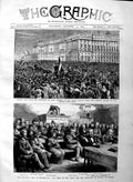 Original Old Antique Print 1883 Salvation Army Switzerland Booth Palace Madrid