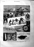 Old Antique Print 1883 Life Board Indian Troopship Lake Timsah Suez Canal 19th