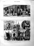 Original Old Antique Print 1883 Church Congress Reading Archbishop Canterbury
