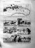Original Old Antique Print 1883 Madagascar Plan Tamatave Travelling Australia