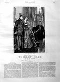 Original Old Antique Print 1883 Illustration Story Thirlby Hall Norris Lady Men