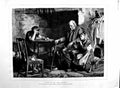 Original Old Antique Print 1883 Arthur Hacker Man Little Girl Woman Table 19th